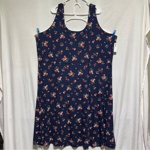 Old Navy Womens Fit And Flare Blue Floral Print Tank Dress Size 4XL Plus NWT